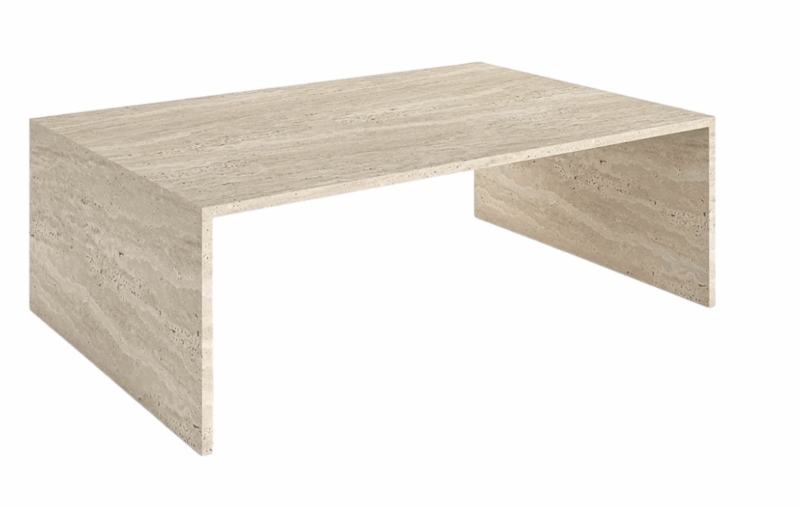 HAND CRAFTED ORGANIC TRAVERTINE U SHAPE COFFEE TABLE